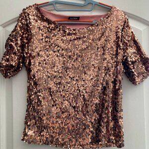 Elegant sequined short-sleeved blouse